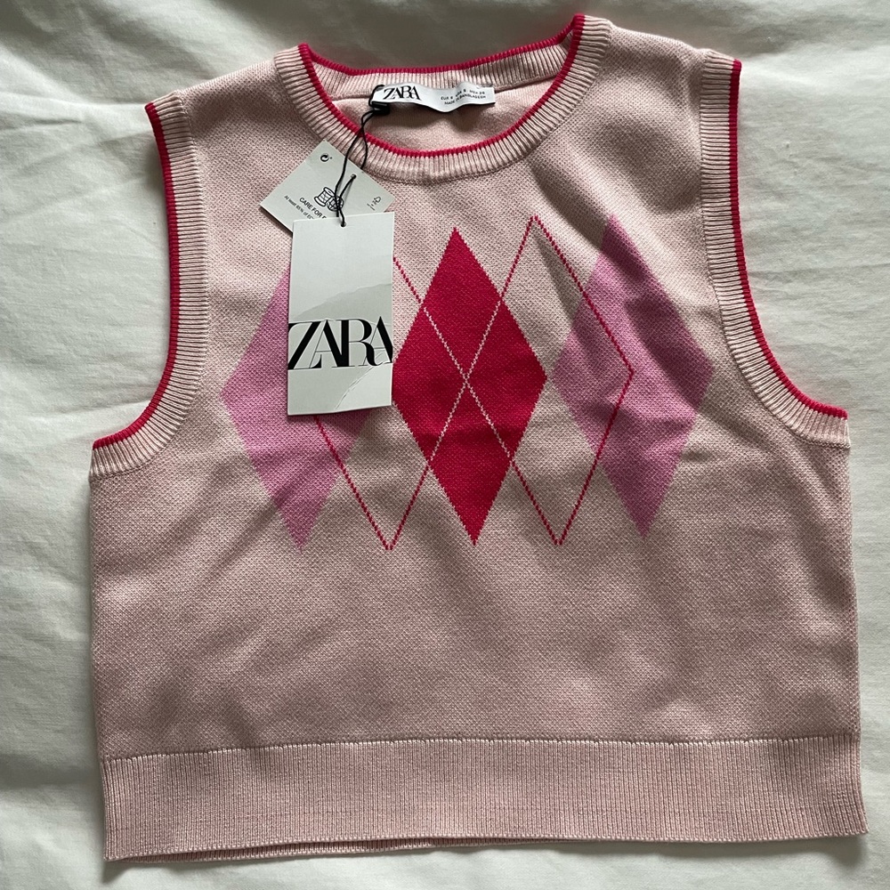 Zara, Pink Crop Swearer Vest, Size S